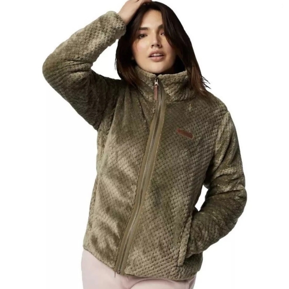 Columbia Women's Fire Side II Sherpa Fz size L Stone Green - Picture 1 of 7